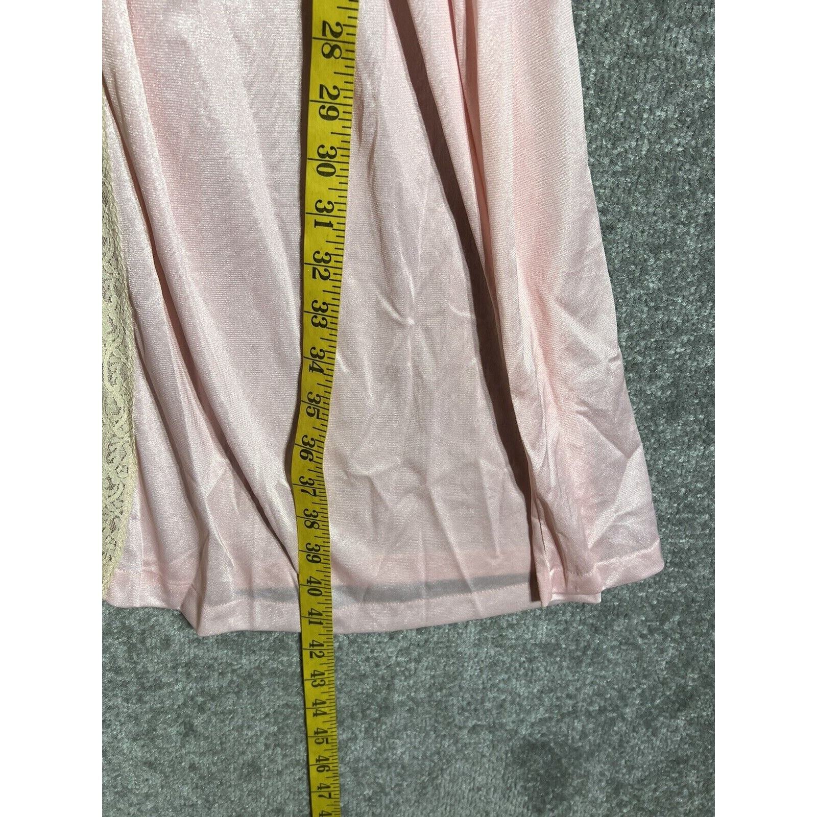 Vintage Milco Robe Womens Size M Pink Nylon Lace Trim Pocket USA Made 1/2 Sleeve