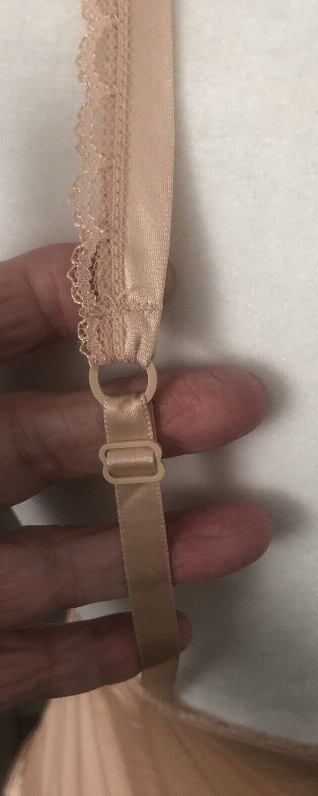 NOS Vtg VANITY FAIR 32 S Apricot Beige CAMI Slip Top Silky Camisole V LACE Top