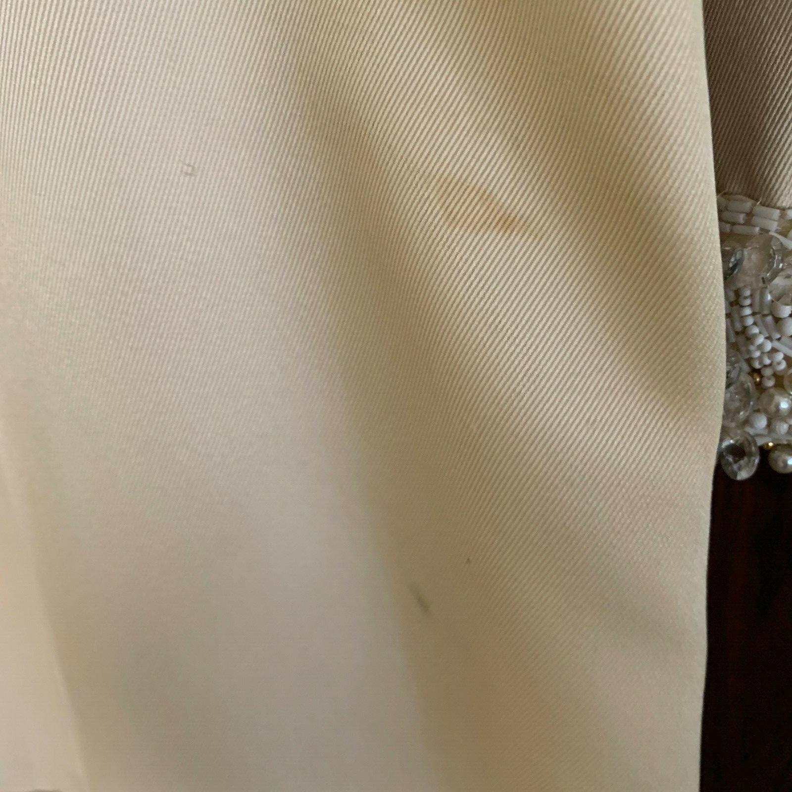 Vintage HELEN ROSE 2 Piece Formal Dress & Jacket Beaded Jeweled Cream Color Sz M