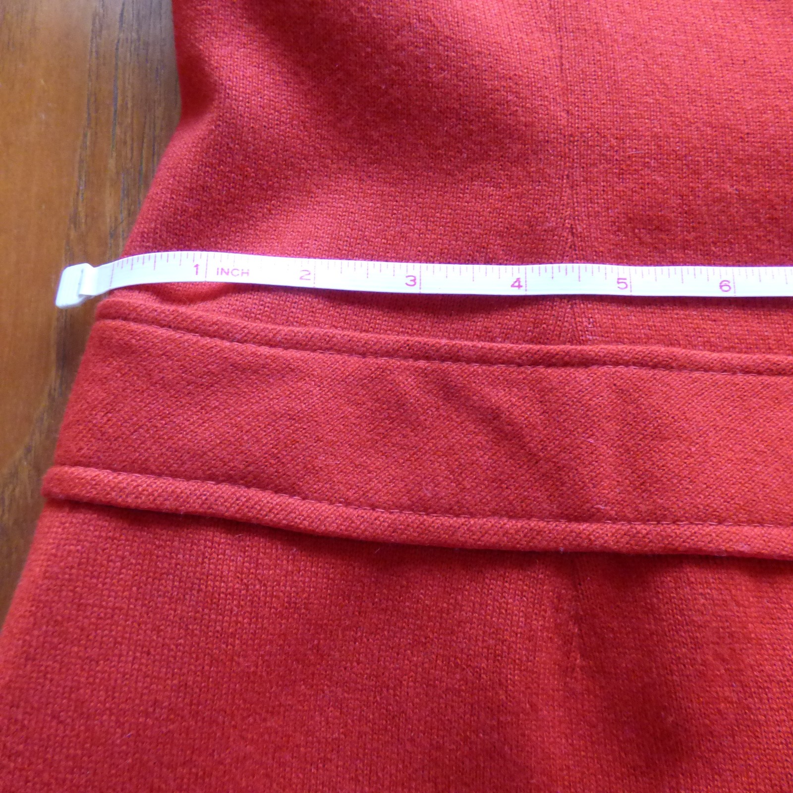 VINTAGE PEGGY JENNINGS DRESS RED WOOL KNIT W LEATHER TRIM FULLY SATIN LINED 4-6