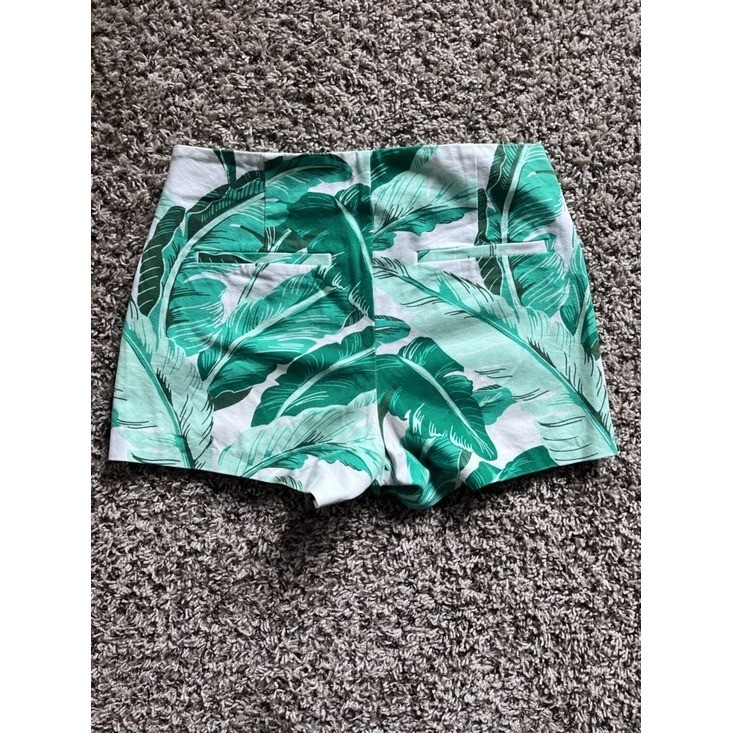 Old Navy Pixie Shorts Womens 6 Green White Tropical Banana Leaf Print Side Zip