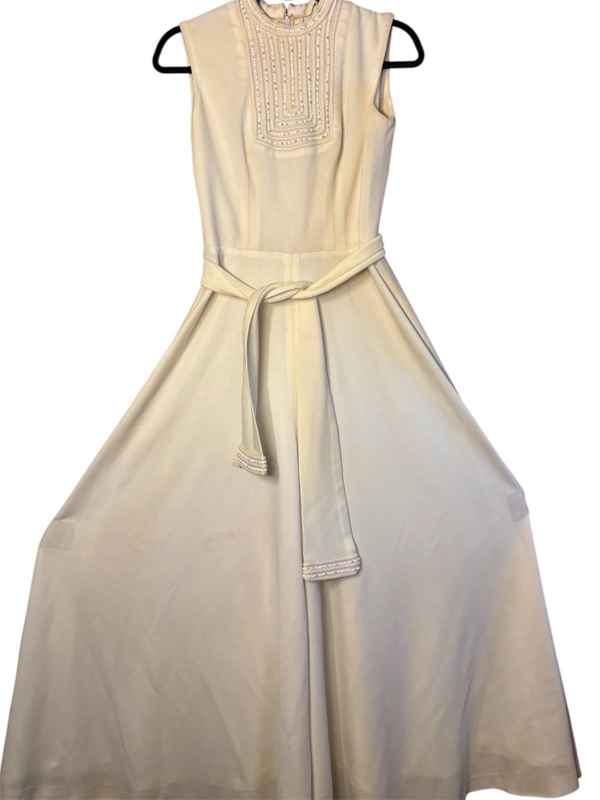 1960S-70S SUPER WIDE Elephant Bell Bottoms SLEEVELESS JUMPSUIT Sz S/M Elvis Vibe