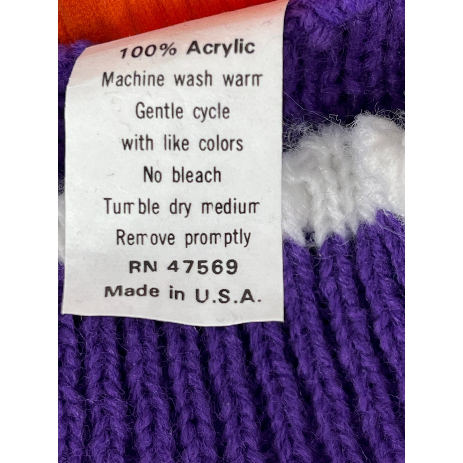 Vintage Spunky Purple Cat Window Intarsia Knit Sweater Mock Neck Scalloped Trim