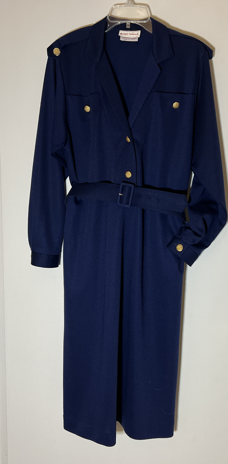 Johnny Appleseed Vintage Retro Shirtdress 2 button Open/Belt and Epaulets M