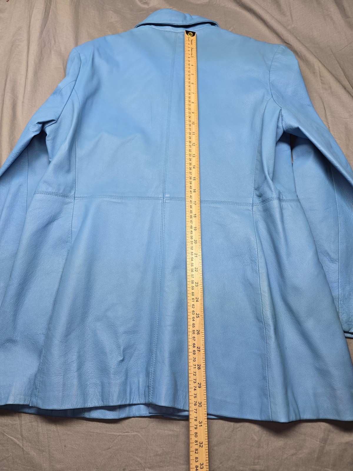 Vintage Newport News Styleworks Womens Blue Leather Blazer Jacket Size 16