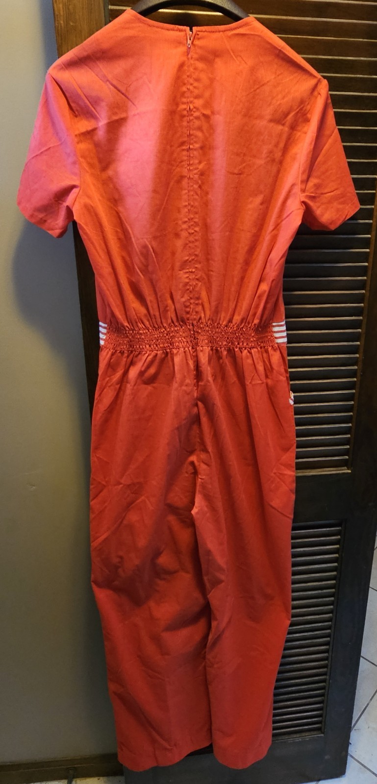 Vintage Red Striped Womans Jumpsuit Lane Bryant Tall Shop Size 16 1970s Retro