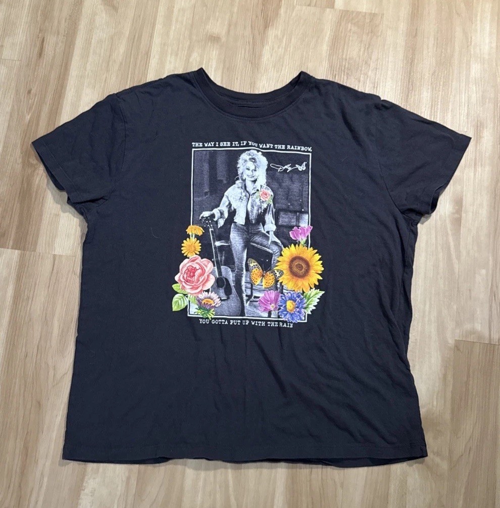 Dolly Parton Vintage 90s Style Graphic T-Shirt Black Women’s Size Large Country