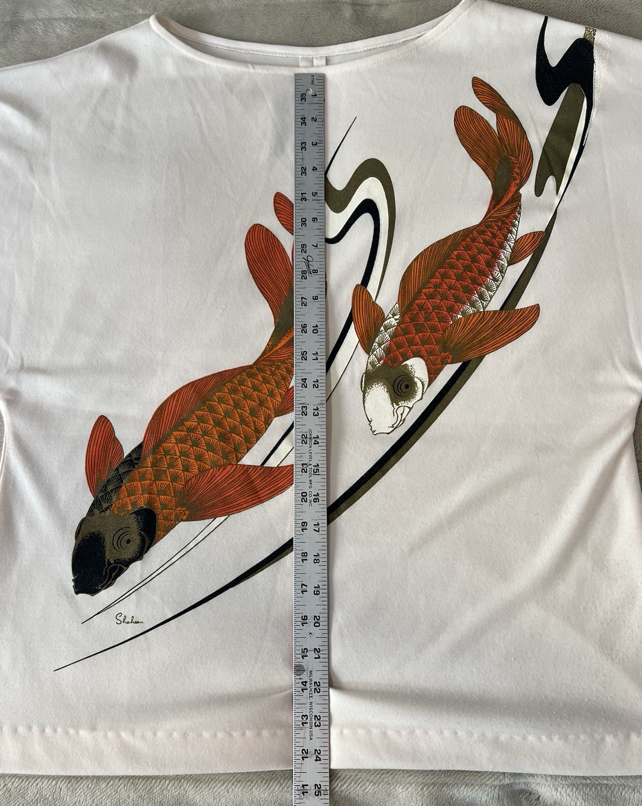 Vintage 60’s Alfred Shaheen Miss Hawaii Koi Top With Dolman Sleeves Rare