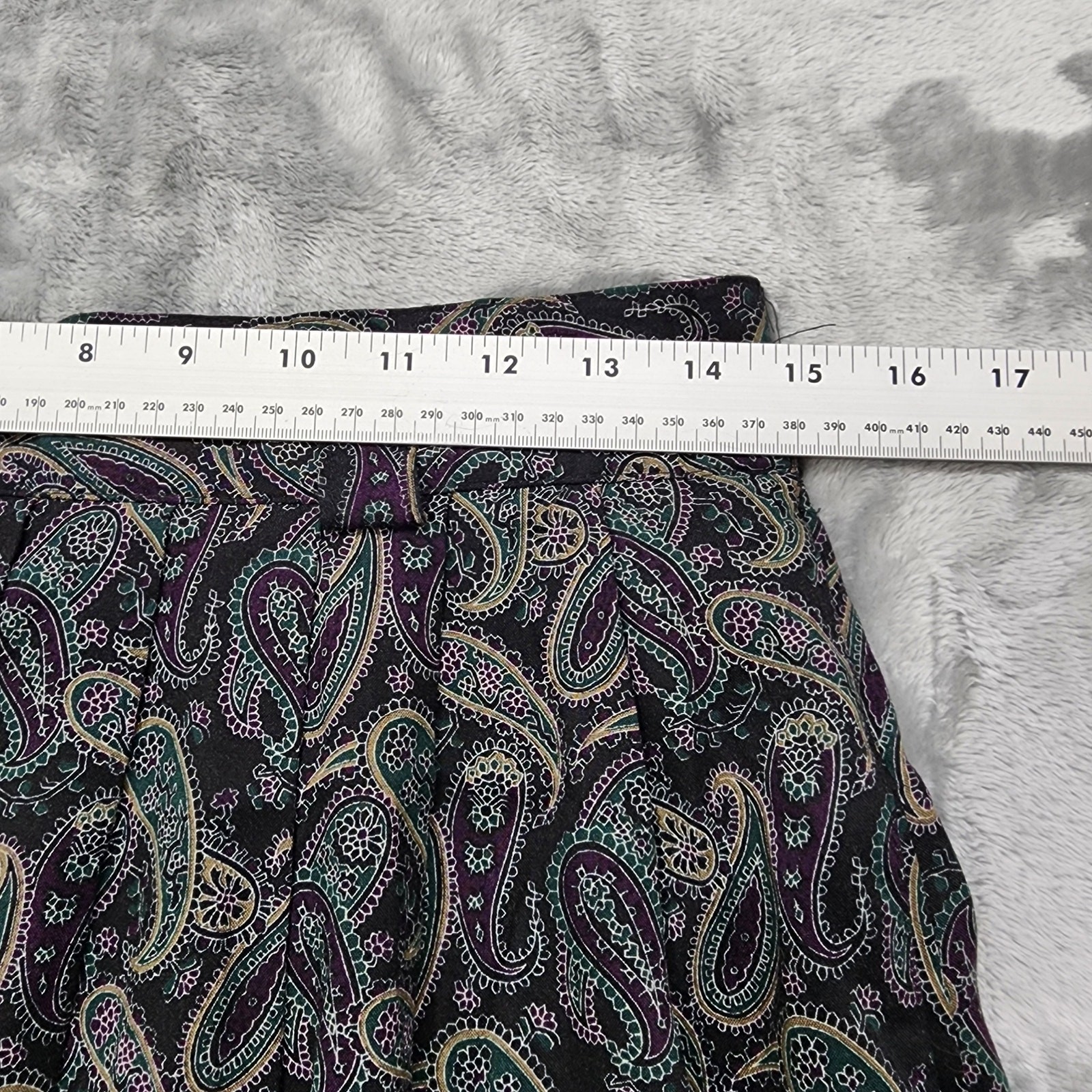 Vintage Briggs New York Skirt Womens 14 Multicolor Paisley Pleated Pull On Midi