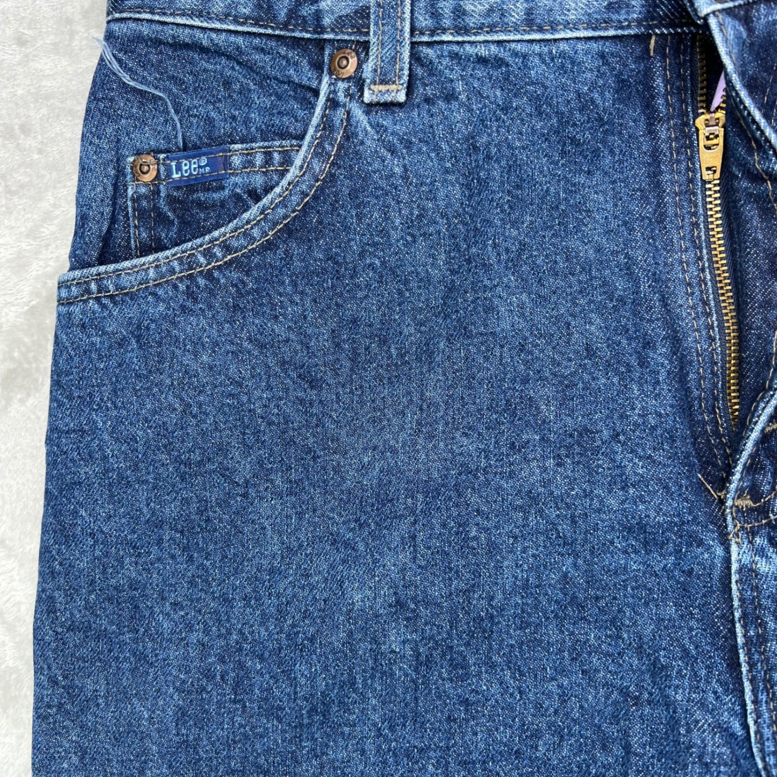 Vintage Lee Tapered Leg Jeans Womens 14 M Blue Solid High Rise Made in USA Denim
