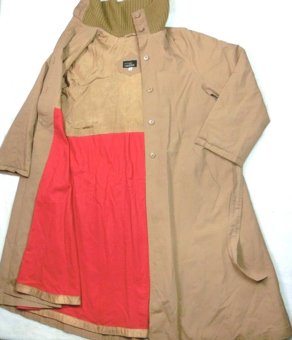 Vintage CORTEFIEL Women’s Size 16 Trench Coat Tan Western Red Liner Turtleneck