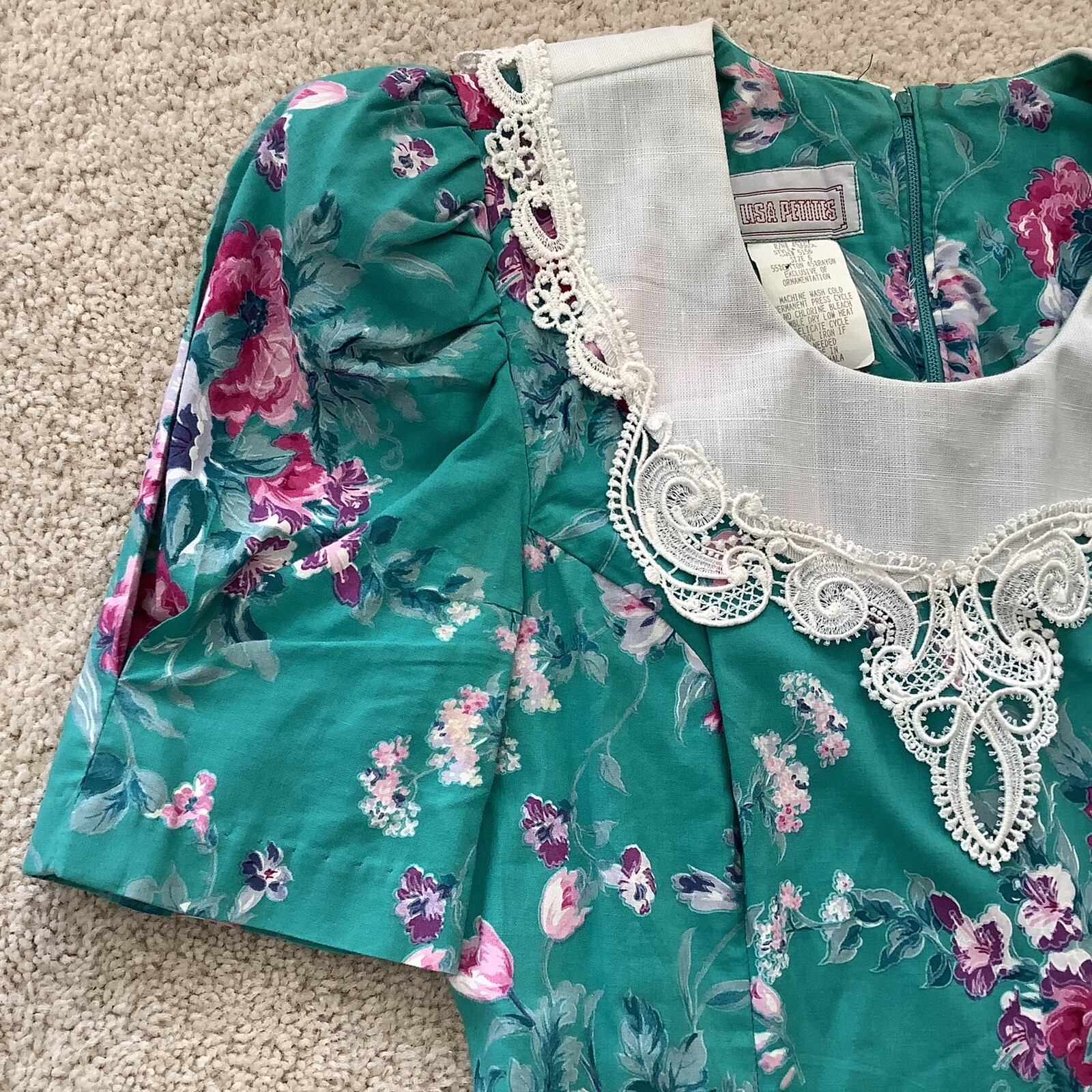 Lisa Petites Dress Women’s 6 Floral Zipper Back Vintage 1980’s Nice Clean