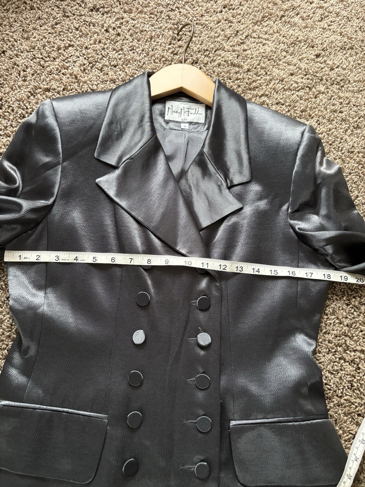 Vintage Mary McFadden Suit Silver Tuxedo Pantsuit Blazer Pants Size 8 “House 91”