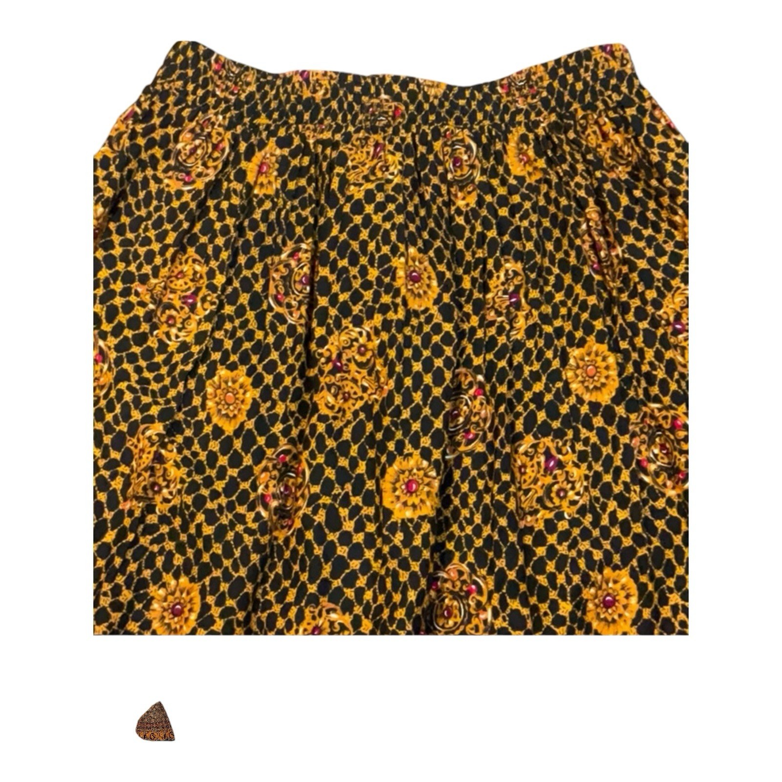 Touche L. A. Women’s Vintage Black Printed Midi Pleated Skirt Plus Size Medium.