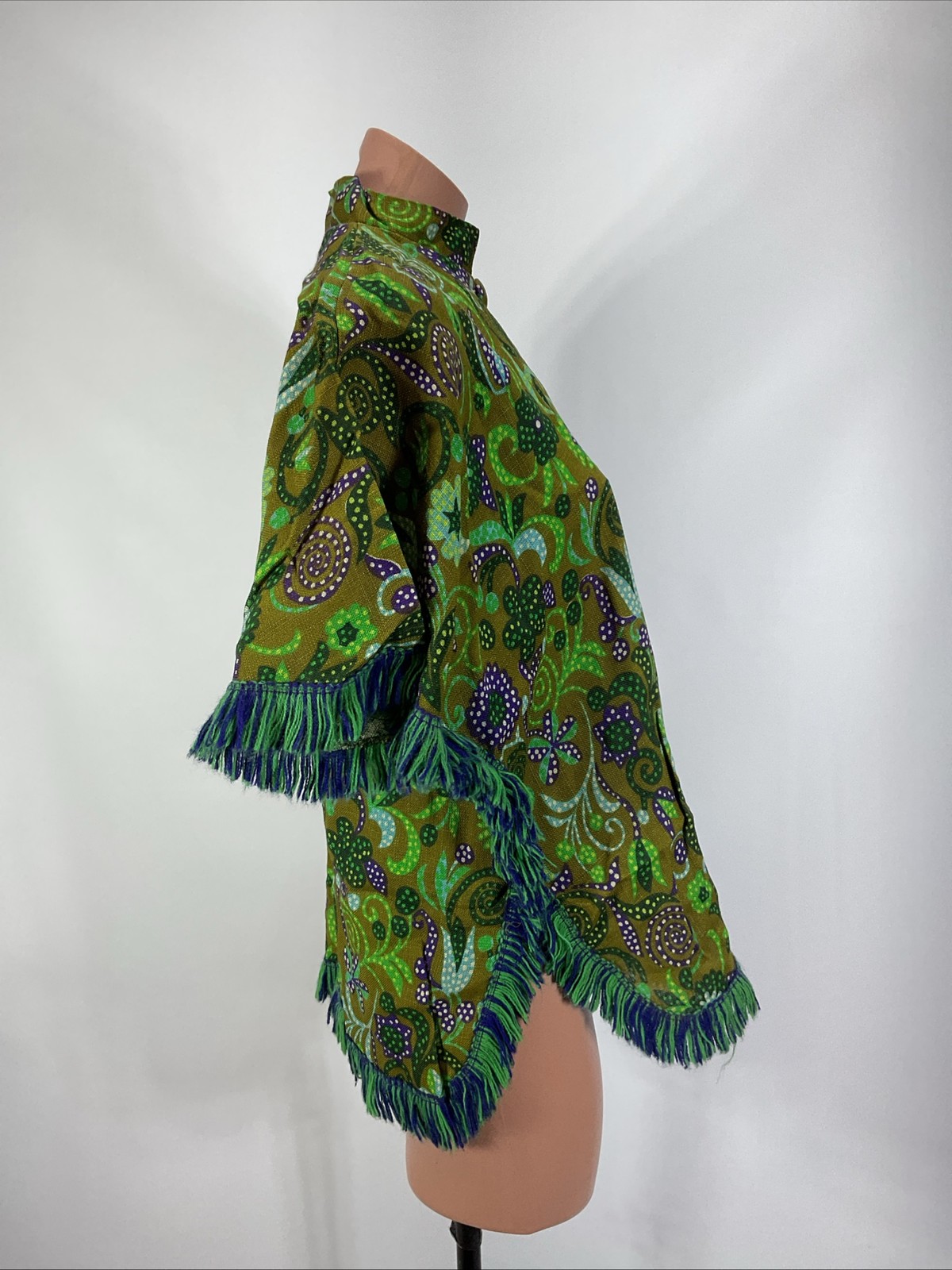 Vintage 60s 1960s Psychedelic Floral Outfit Topper Small Mod Hippie GoGo Poncho