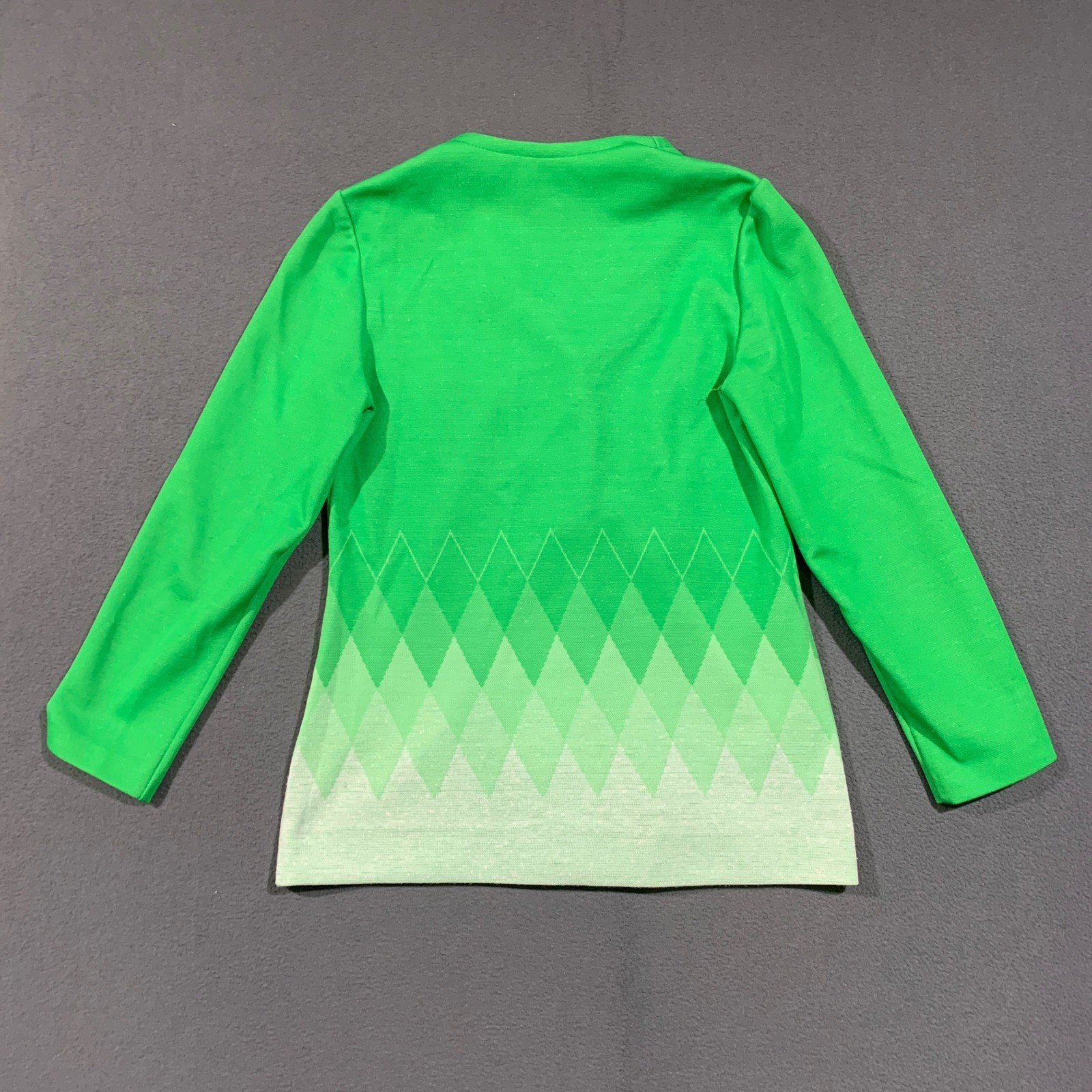 De Saix 3 Piece Pant Suit Women S/M Green Argyle Vintage 70s Mod Disco Knit Set