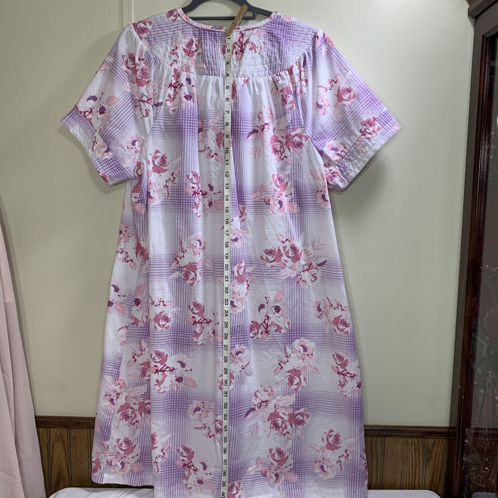 Vintage House Dress Snap Front Robe Duster Patio Lounger Size Large Grannycore
