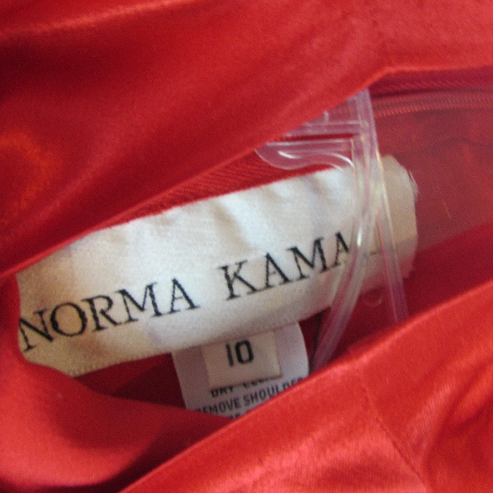 VNTG Norma Kamali 80s RED Satin Long Sleeve Midi Dress I womens made usa 10