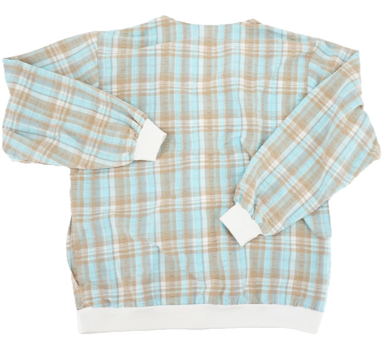 Vintage Graff California Wear Cardigan Light Jacket Blue Brown Plaid Women’s Med