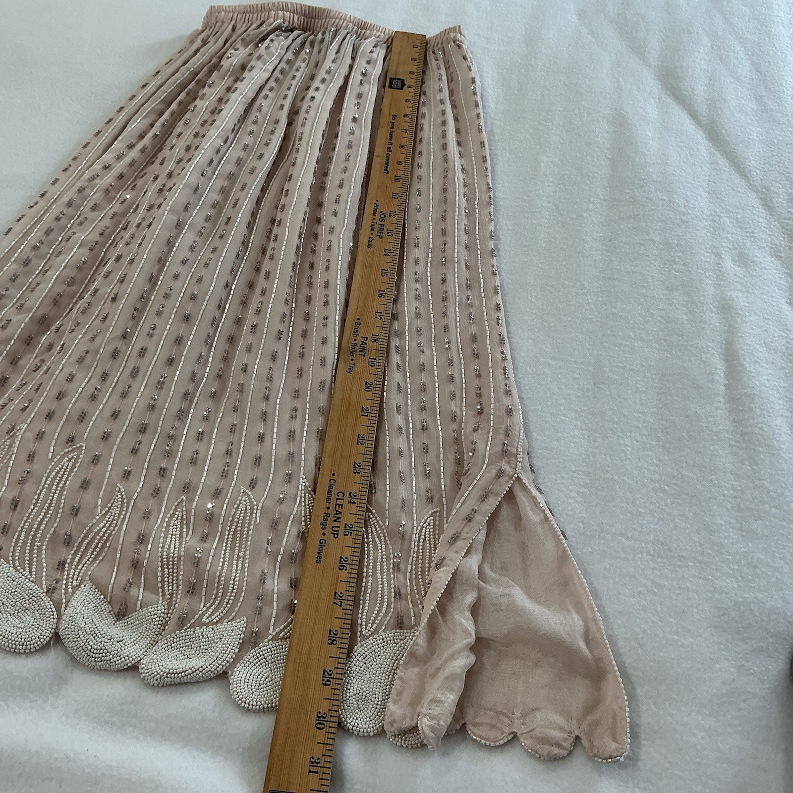 VTG 80’s Beaded Blush Silk Ensemble 1920s Flapper Style Size Med. Hollywood Glam