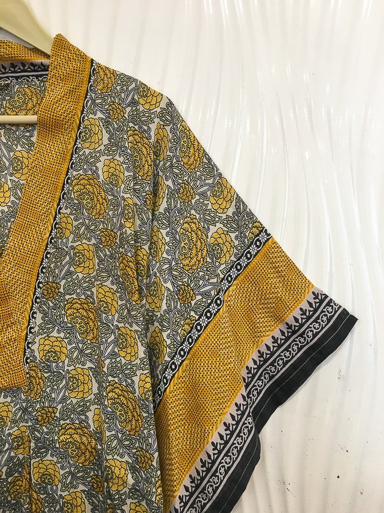 Vintage Sari Kaftan / Pure Cotton Long Maxi Dress / Luxury Resort Wear CFN1205