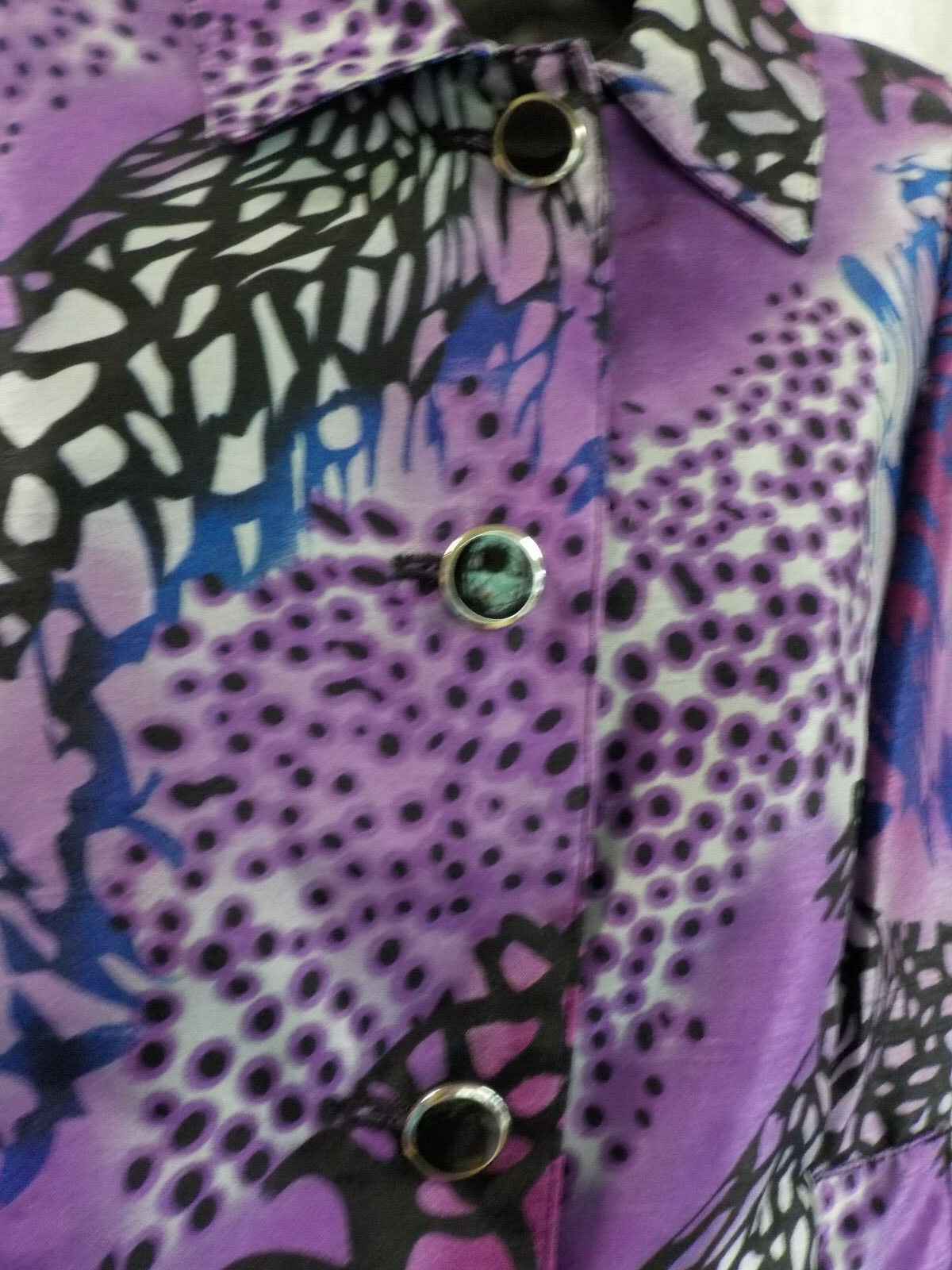 Vintage 1980’s N Touch Jacket Size 6P Multicolor Long Sleeve Button Art Print
