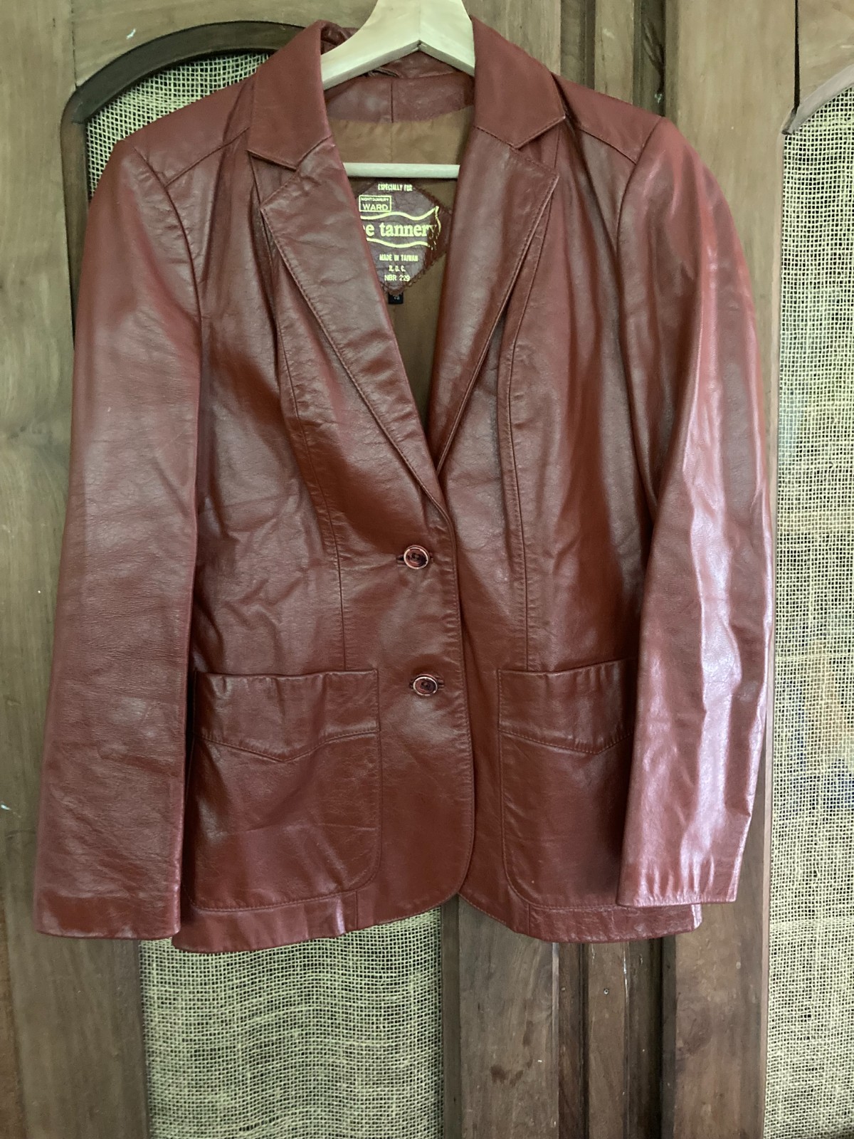 VTG 70s Montgomery Ward „The Tannery” Leather Disco Blazer Rust Brown sz 7/8