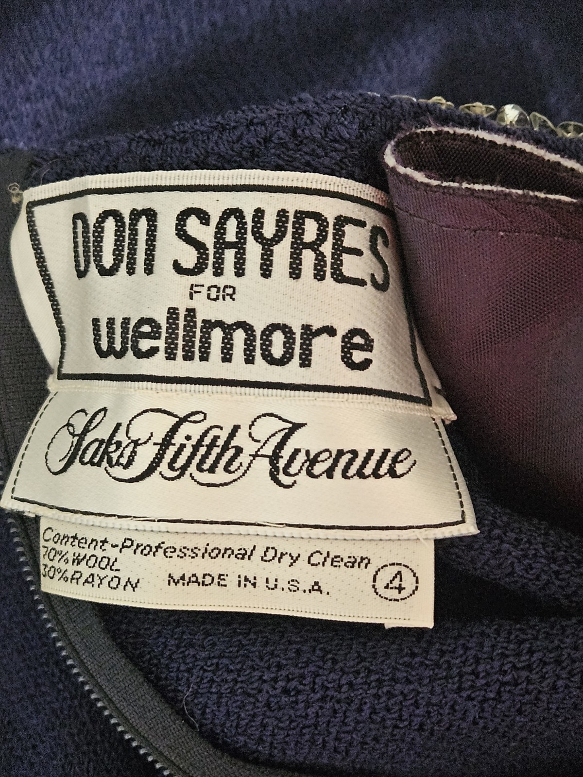 RARE $550 NEW Vintage Don Sayres for Wellmore Saks Fifth Ave Size 4 Knit Dress