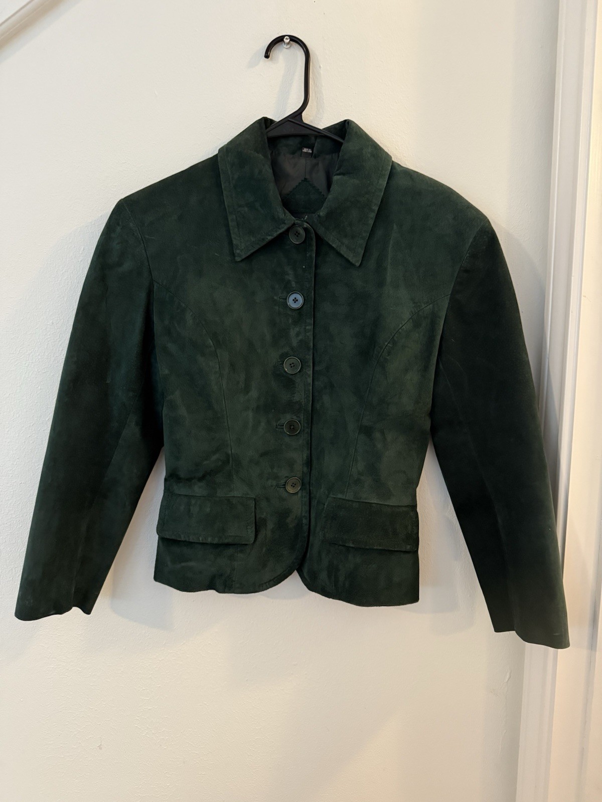 Vintage Michael Hoban North Beach Green Suede Leather Blazer Women’s Size 5/6