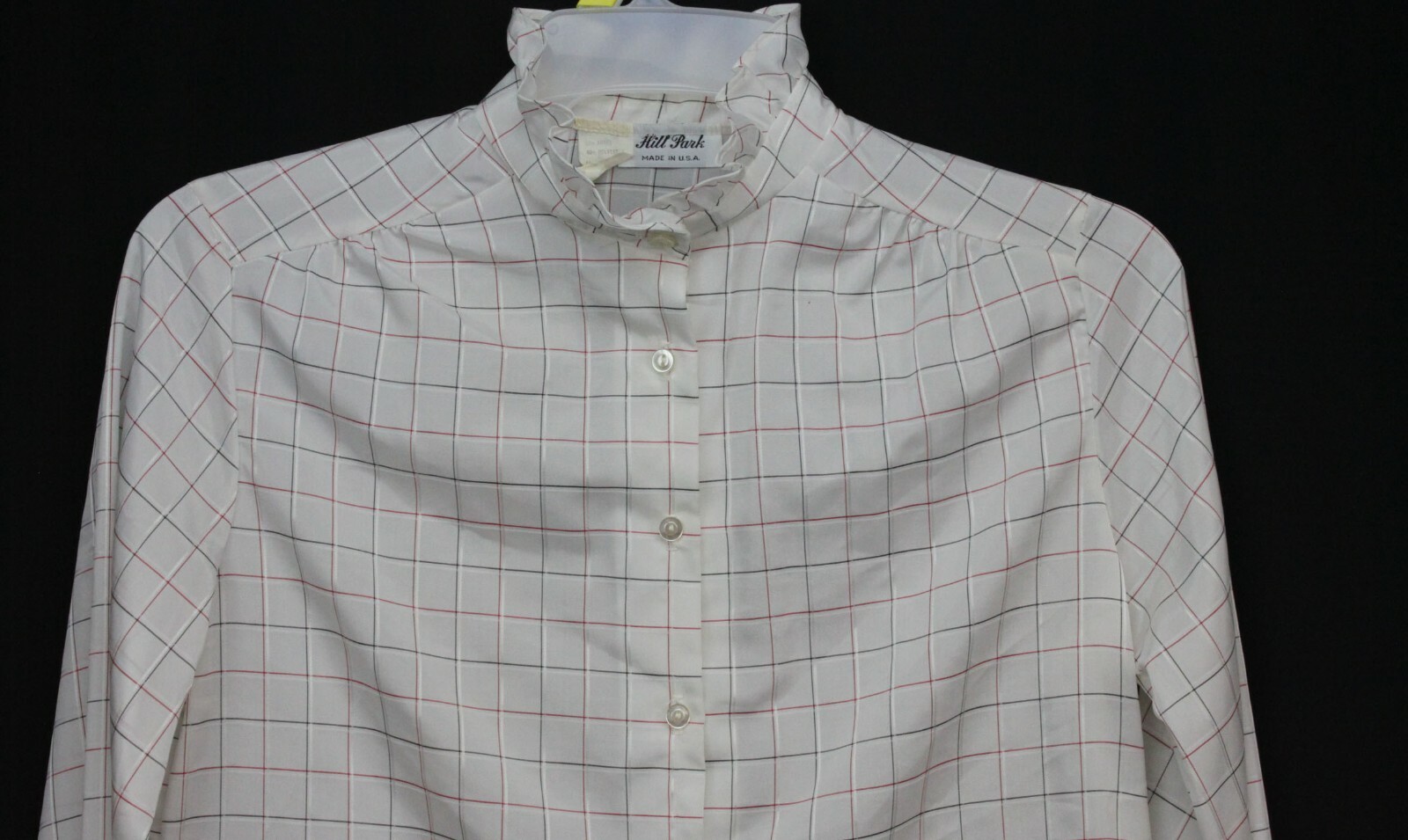 Vtg Hill Park Shirt Top Blouse Modest Arnel Nylon Poly 60s High Collar Mod M