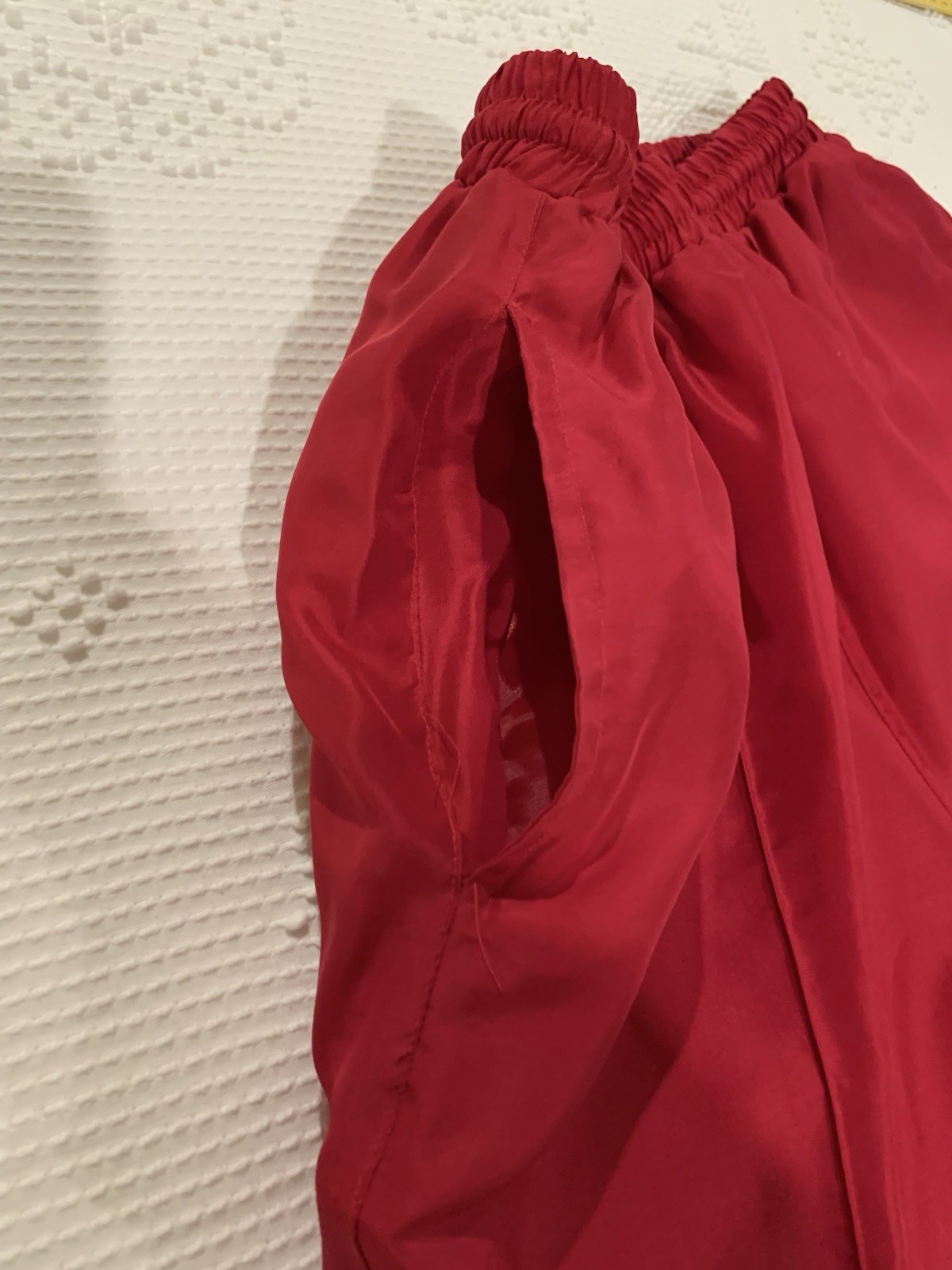 Janeve Rhythm Sport 2 Pc Windbreaker Track Suit Red Wine 100% Silk Sz M EUC!