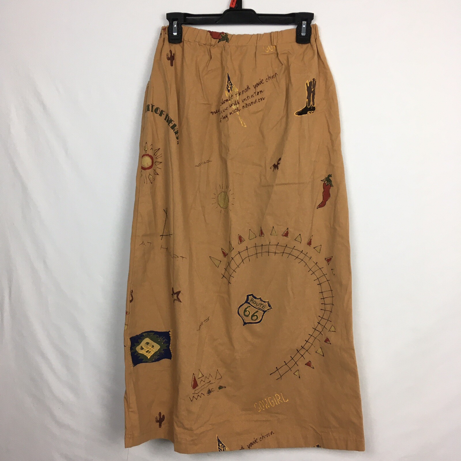 Vintage Womens Copa Cabana Route 66 Brown Skirt Medium Made In USA 90s Boho