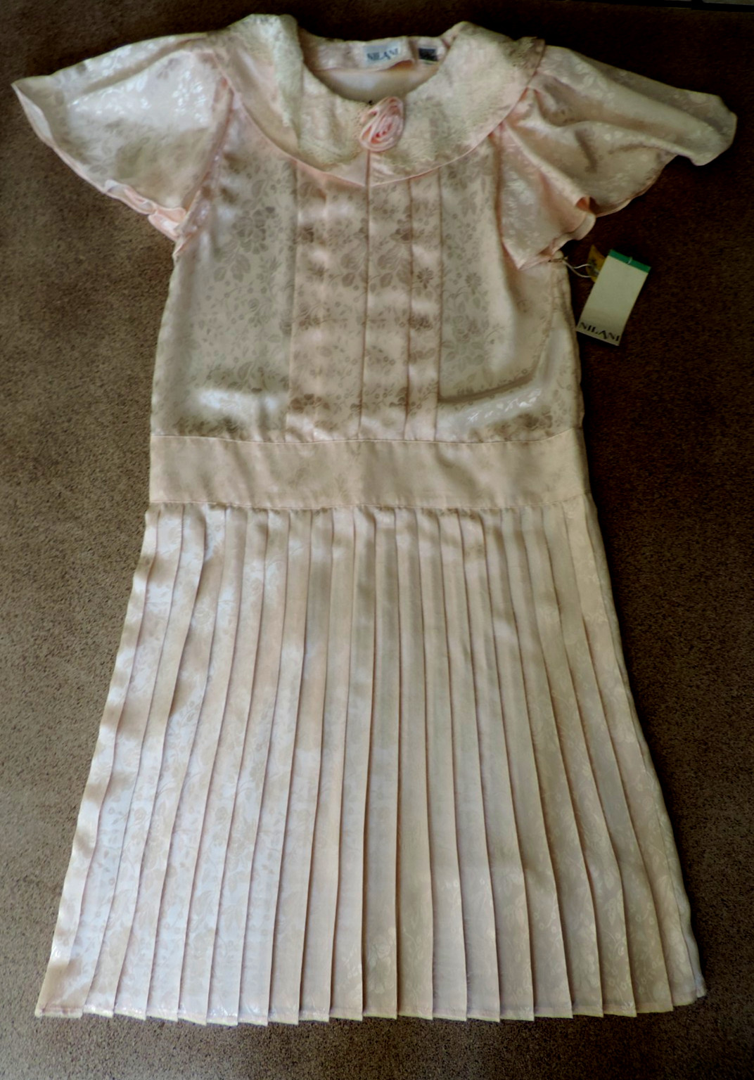 NWT VTG Nilani drop waist pleated cottage core Granny satin Prairie dress sz 10