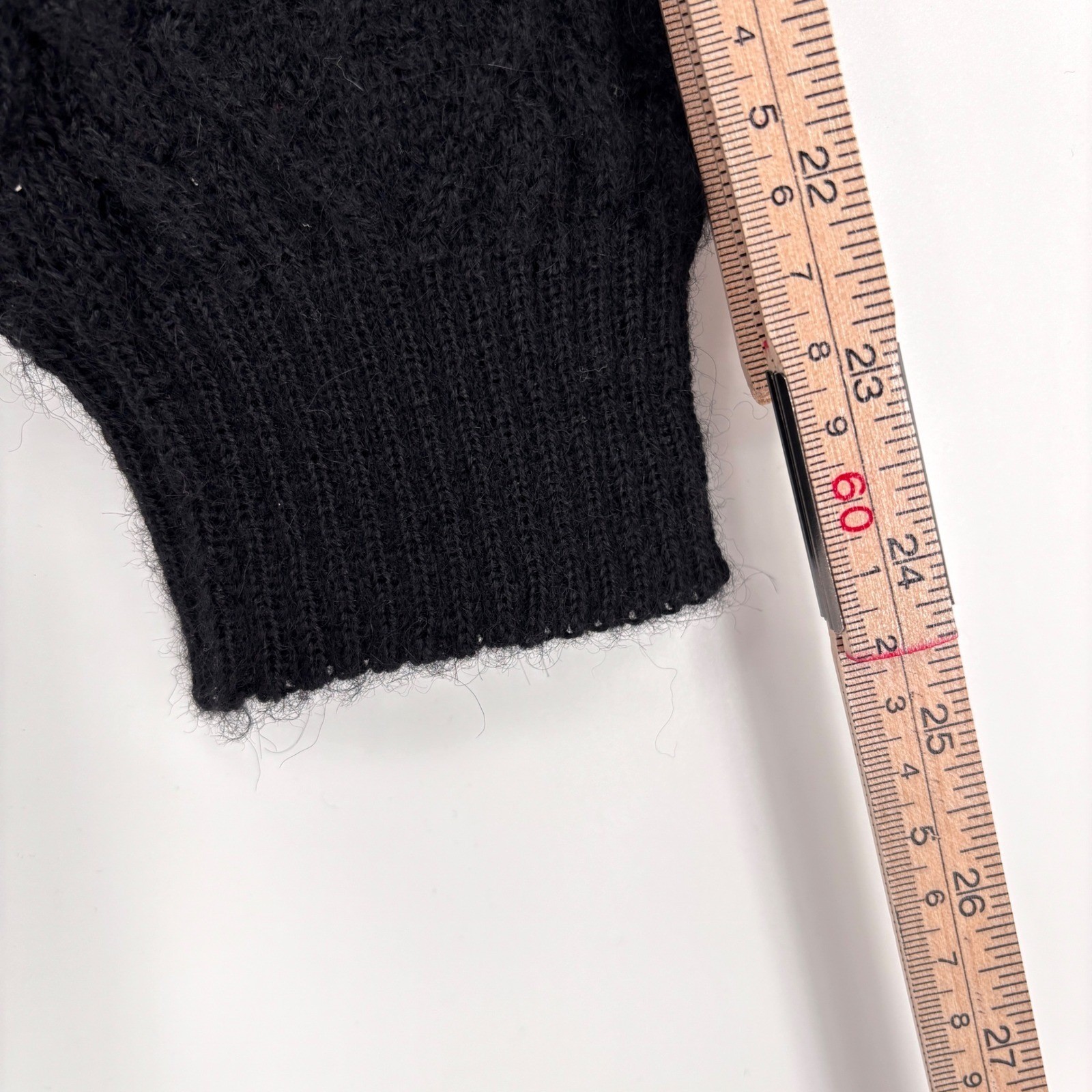 Vintage LL Bean Cardigan Alpaca Wool Cable Knit Button Front Textured Black M