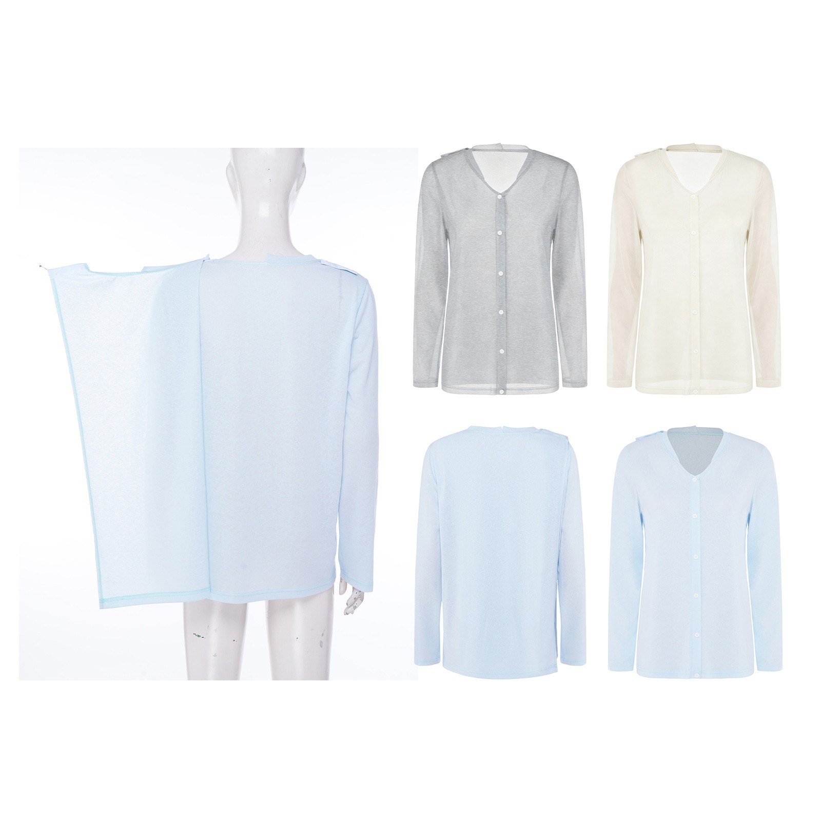 Women T-shirt Button-down Top Alzheimer Blouse V Neck Shirt Daily Wear Costume