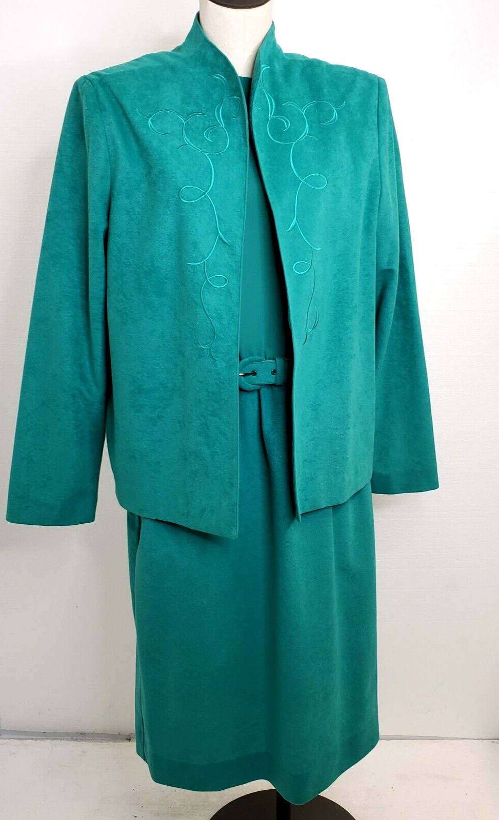 Vintage Willi 2 Pc Jacket/Dress Set With Belt Green Size 14