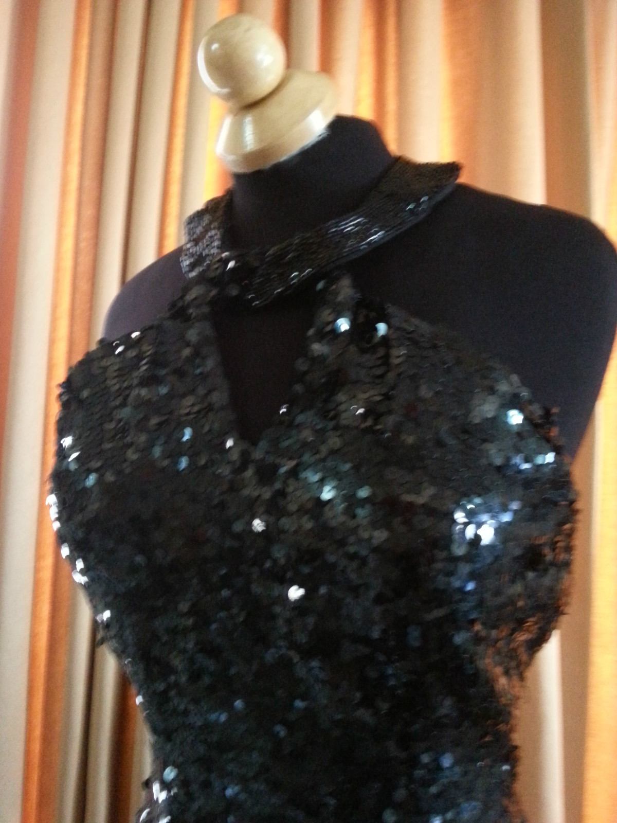 VTG 80S SEQUIN SHO MAX ORIGINALS black trophy PARTY COCKTAIL MINI DRESS SZ S