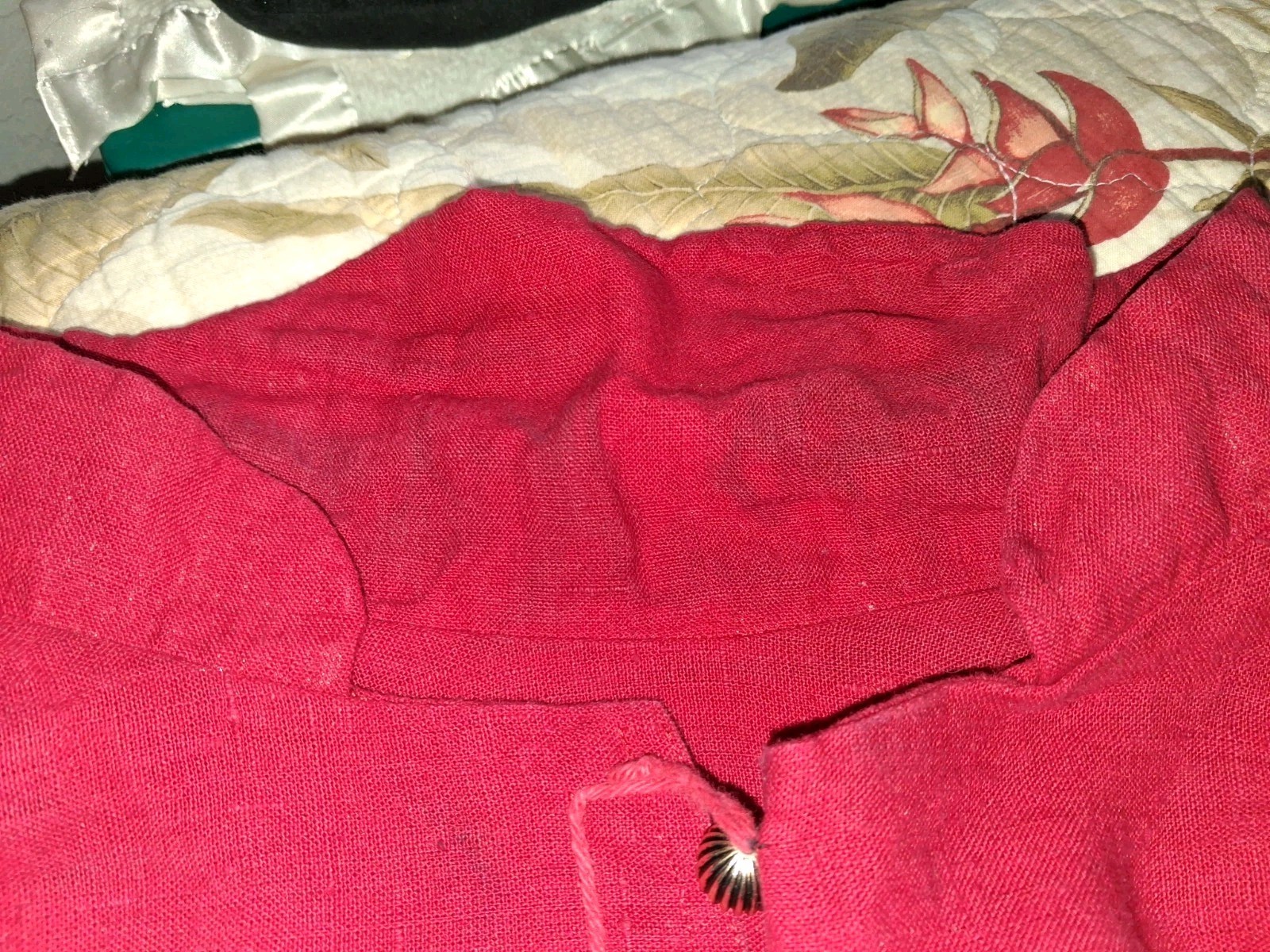 Renaissance Festival Heavy Red Linen Long Cloak Handmade XL Gold Buttons