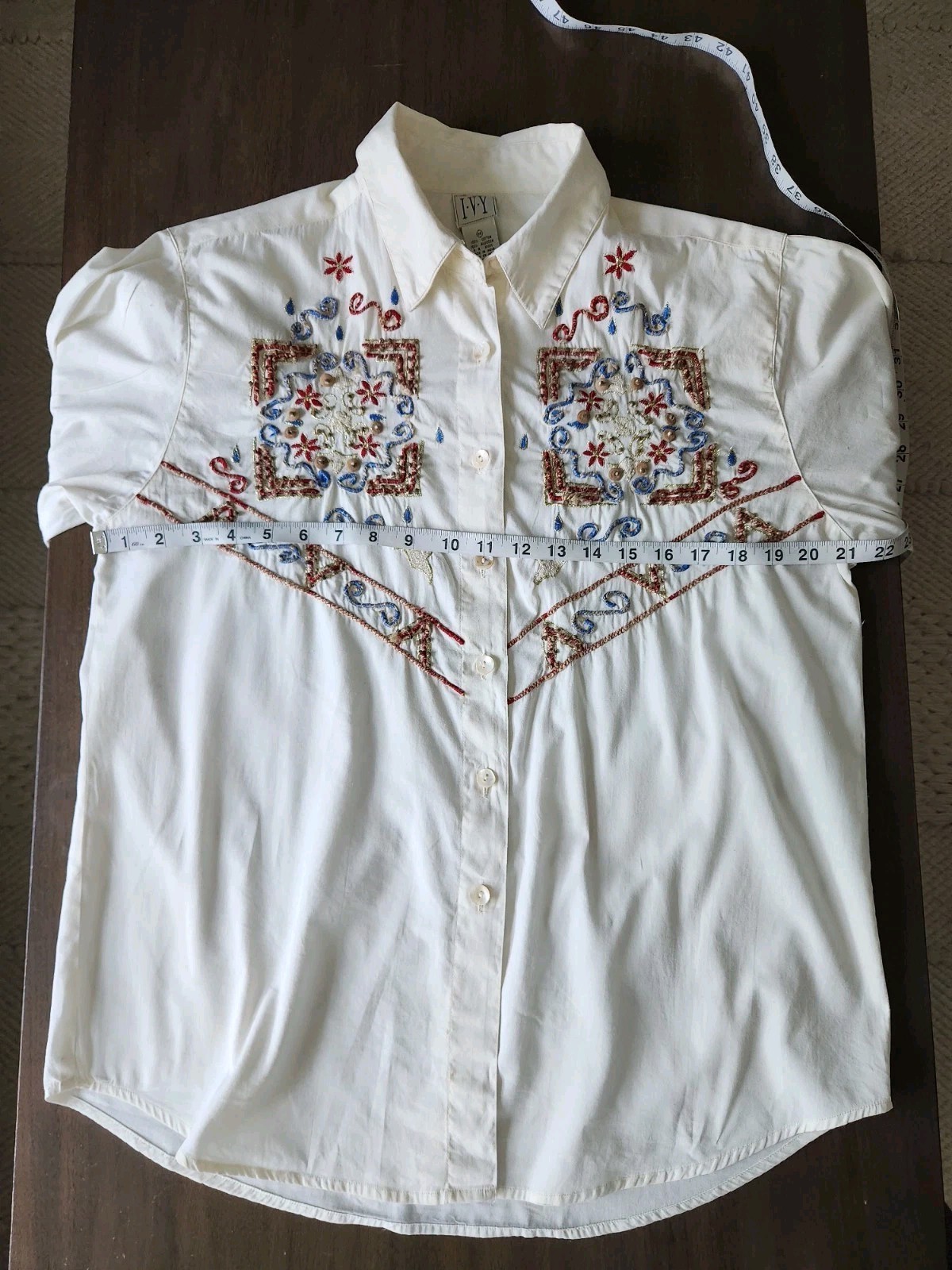 Vintage I.V.Y Western Beaded Embroided Button Down Long Sleeve Shirt M