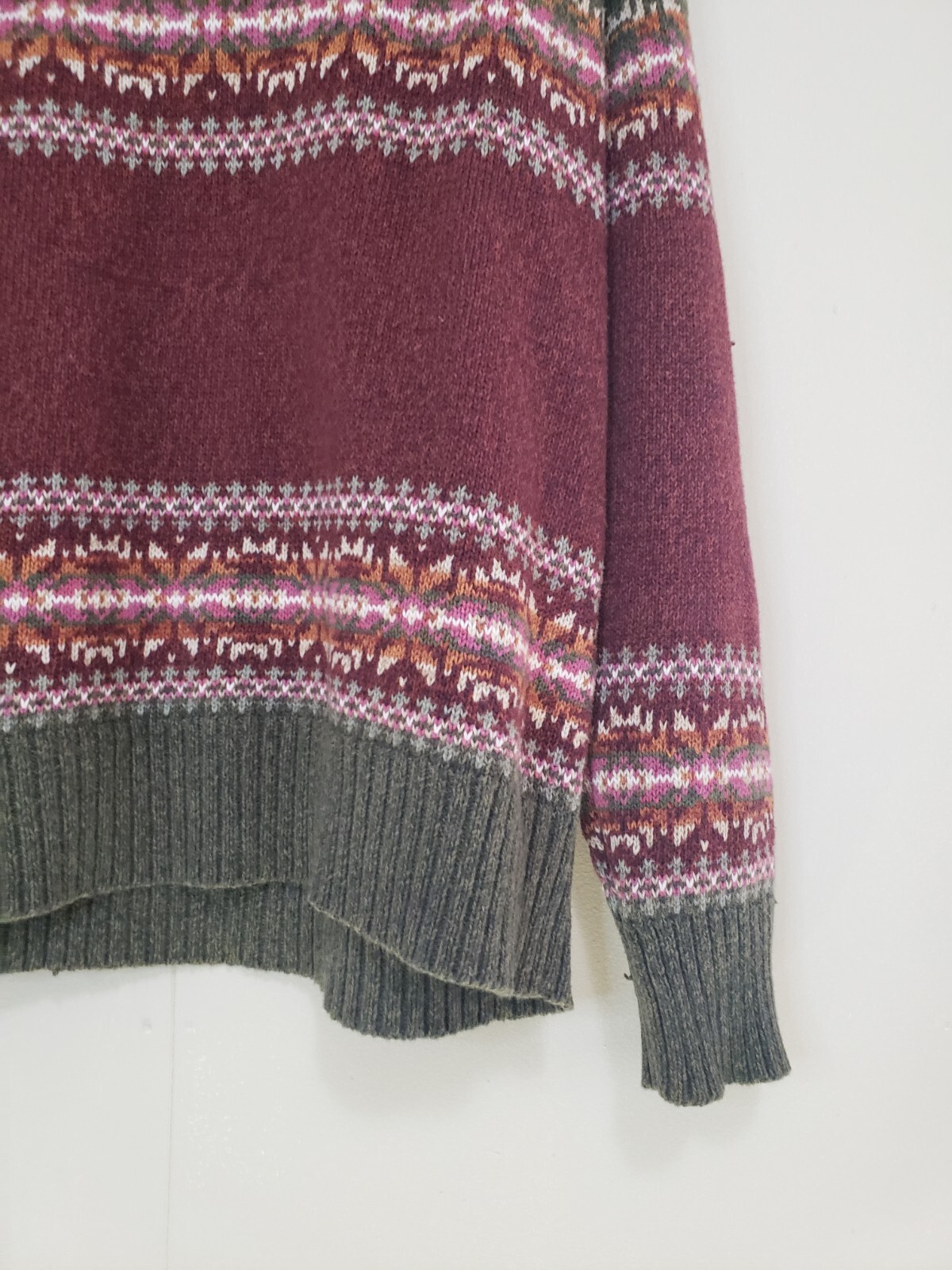 VTG Tiara International Womens M Turtleneck Sweater Nordic Fair Isle Zip Neck