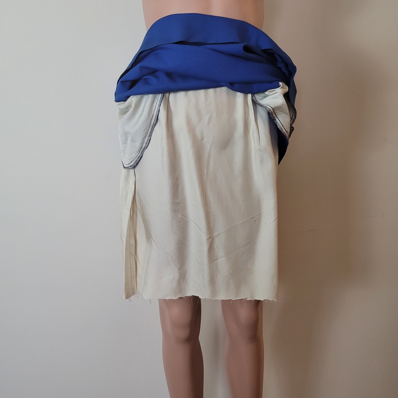 Vintage pencil Skirt Women’s XS 24″ bright blue 60s office Pinup academia cotton