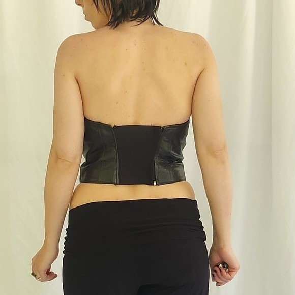 80s/90s Harley Davidson Leather Crop Tube Top