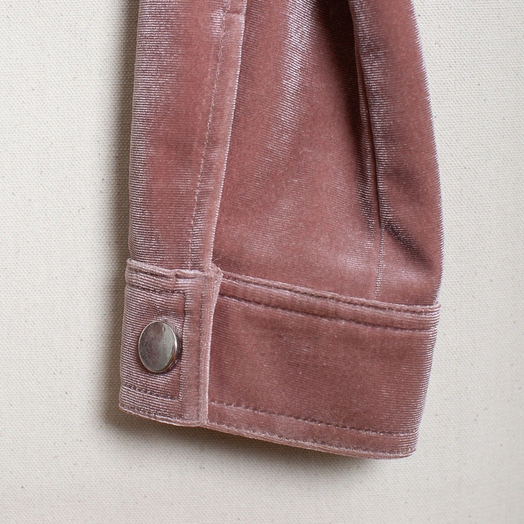 Pink Velvet Crop Jacket Zip Front Snap Cuff Dual Pockets S/M 90s Y2K Style