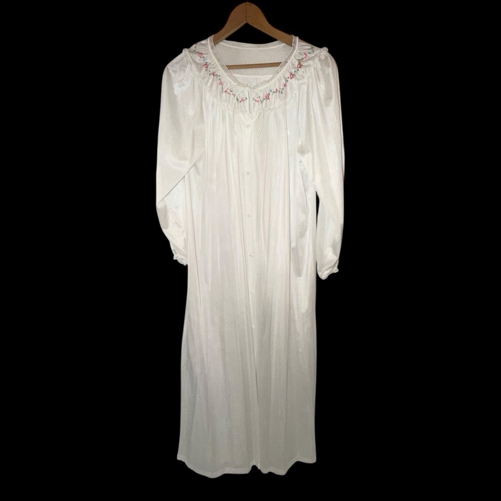 Vtg Sears Grannycore Prairie Nightgown L 38/40 Button Lace Cuff Victorian RARE
