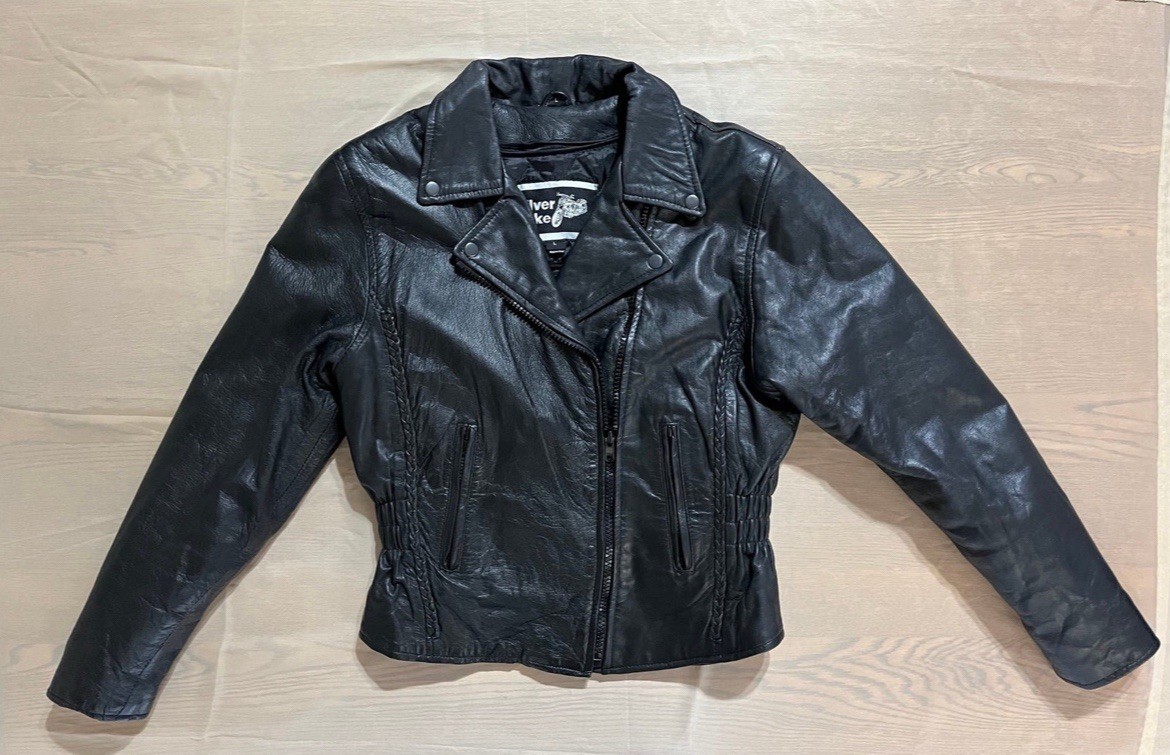Vintage Retro 1980-90’s Motorcycle Silver Bike Leather Braided size large women