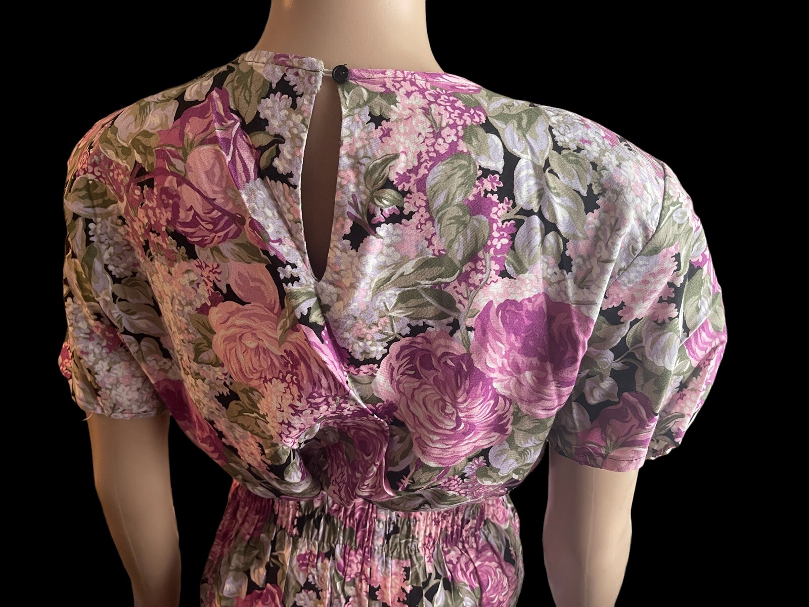 VTG 80s Langtry Floral 2 Piece Jumper Shorts Blouse Pink Flowers Medium Mom