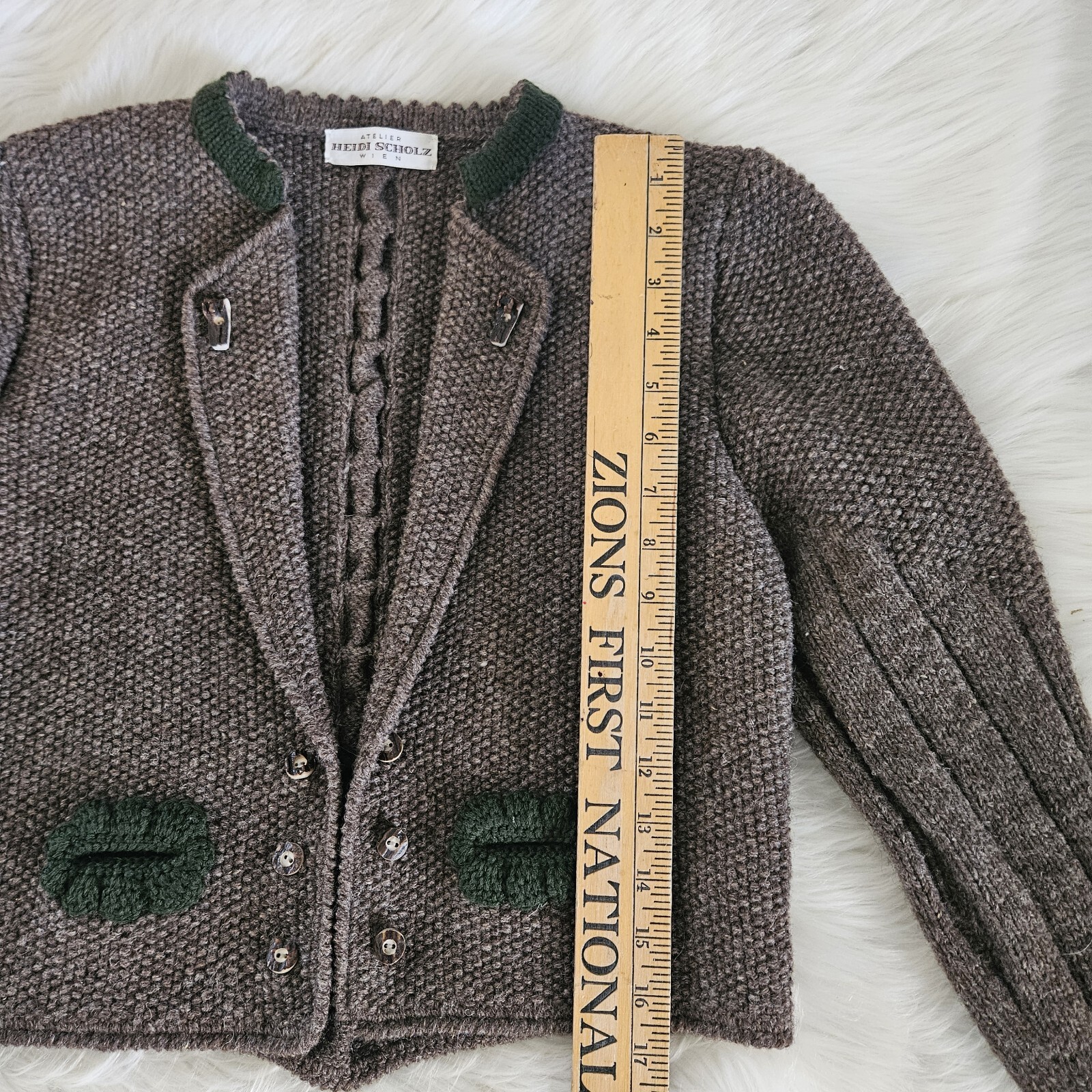 VTG Austria Jacket Octoberfest Cable Knit Hand Stitch Wool Crop Vienna US-M 70s