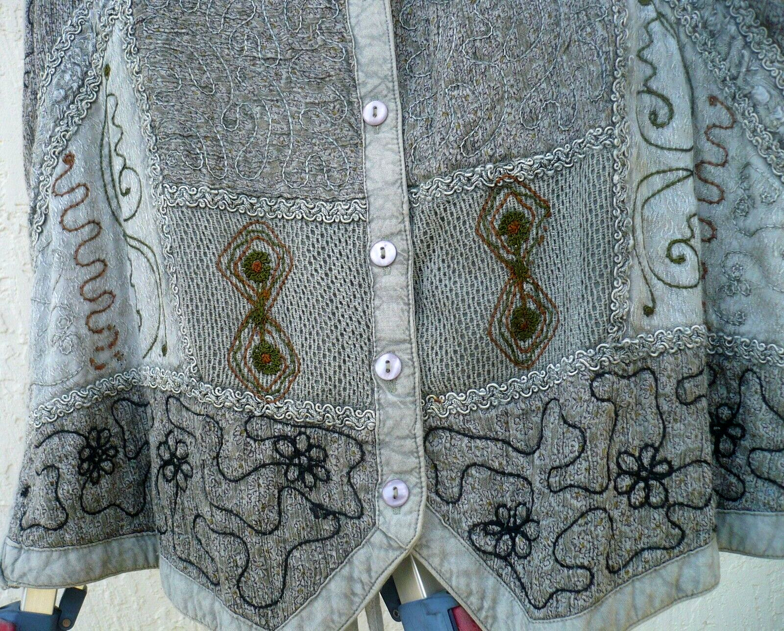 VTG 90S SPEED LIMIT 2X PLUS EMBROIDERED LACE PATCHWORK VEST OPEN NET RAYON WOMEN