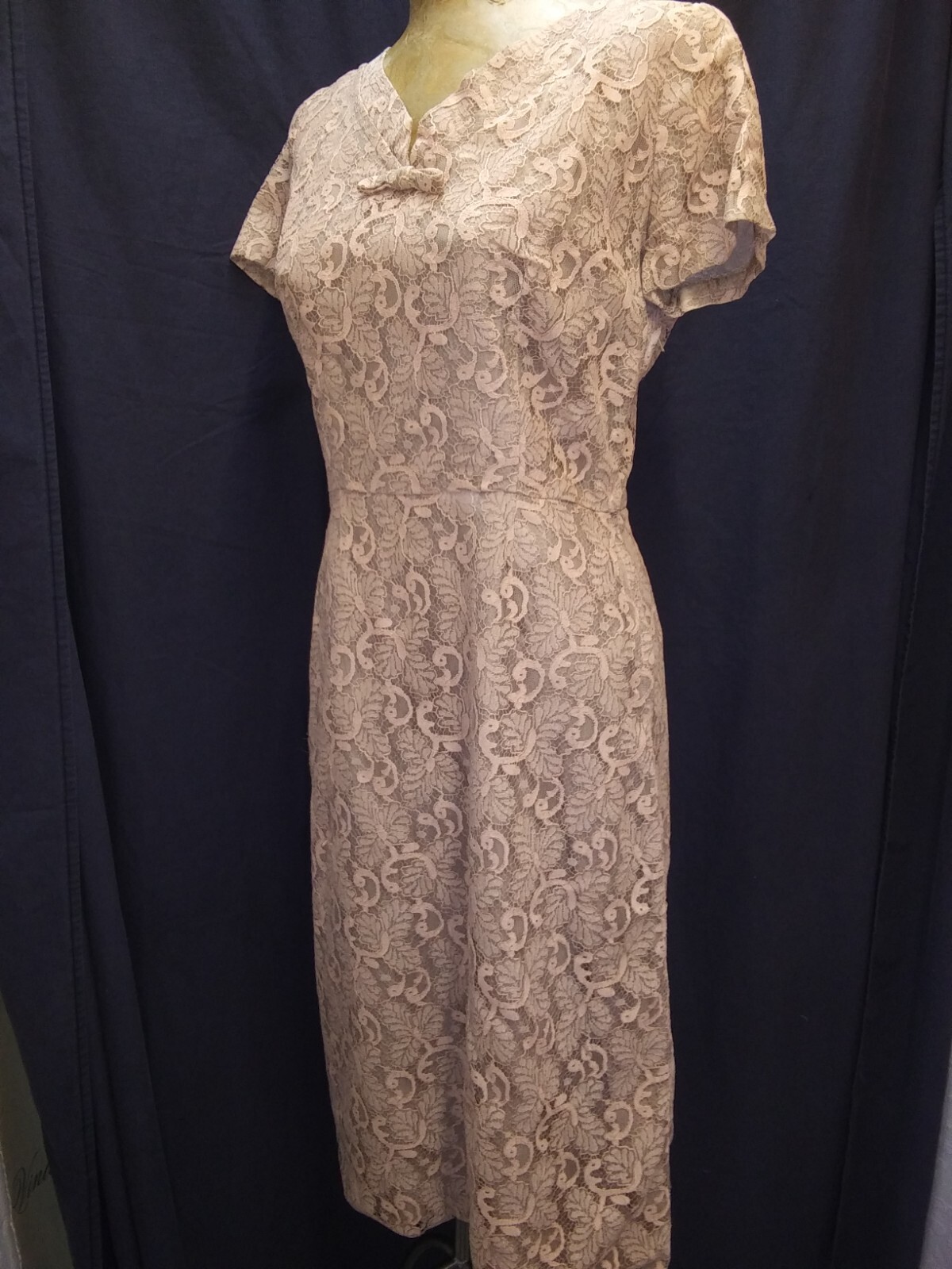 Vintage 1950’s Tan Peach Lace Dress & Jacket Set A Melody Dress M