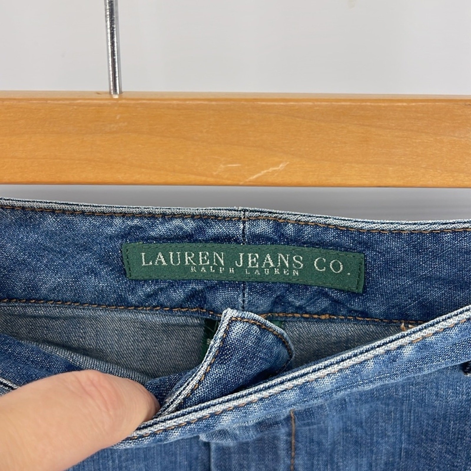 Vintage Y2K Lauren Jeans Co. plus sized denim jean tulip flared midi skirt 22W
